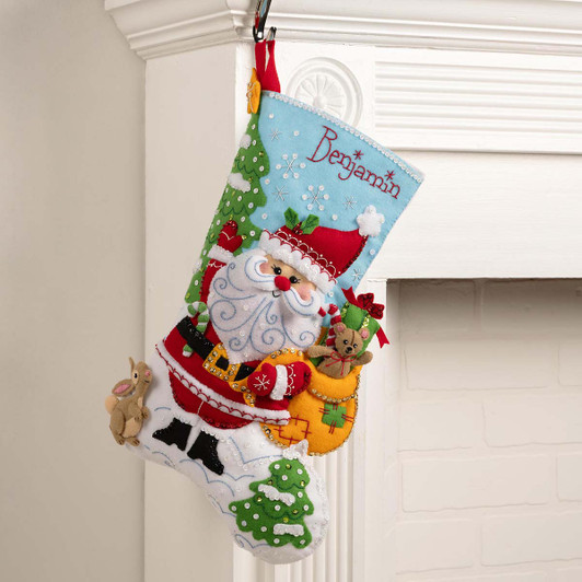 BUCILLA Choo-Choo Santa Stocking Kit – DIY Felt Christmas Stocking, 18" Long, Made In USA - View #10