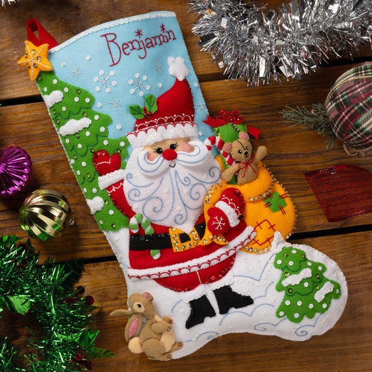 Bucilla Kerstmis, Kerstman en vrienden 45,7 cm vilten
