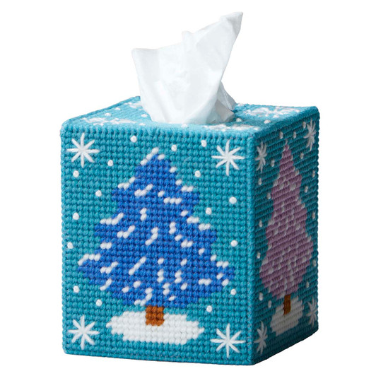 Herrschners Colorsplash Pines Tissue Box Plastic Canvas Kit