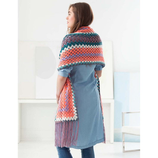 Lion Brand Mandala Fringed Shawl Crochet Kit