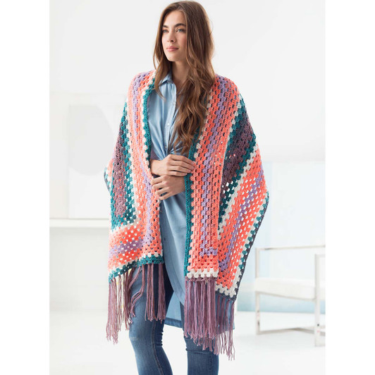 Lion Brand Mandala Fringed Shawl Crochet Kit