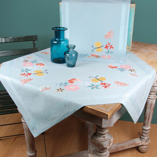 Vervaco Springtime Table Topper & Table Runner Set Embroidery & Stamped Cross-Stitch Kit Vervaco Springtime Table Topper & Table Runner Set Embroidery & Stamped Cross-Stitch Kit