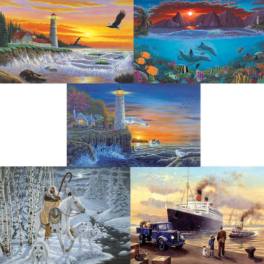 Royal Brush Winter & Nautical Scenes, Set of 5 Paint by Number Kit
