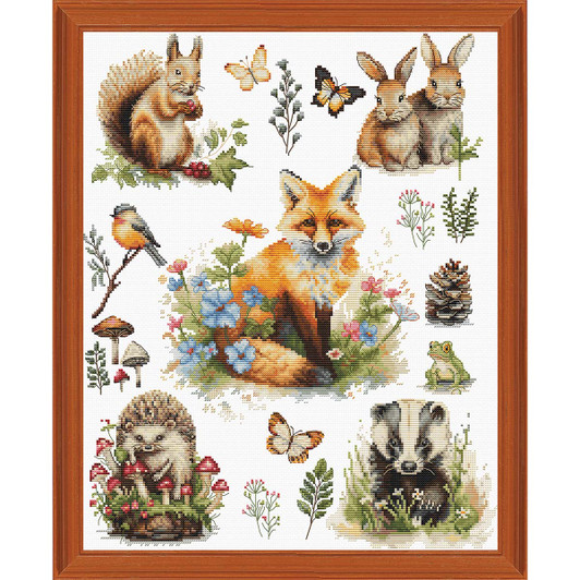 Luca-S Forest Animals Kit & Frame Counted Cross-Stitch