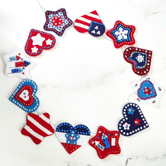 Herrschners Patriotic Pride Garland Felt & Sequin Kit