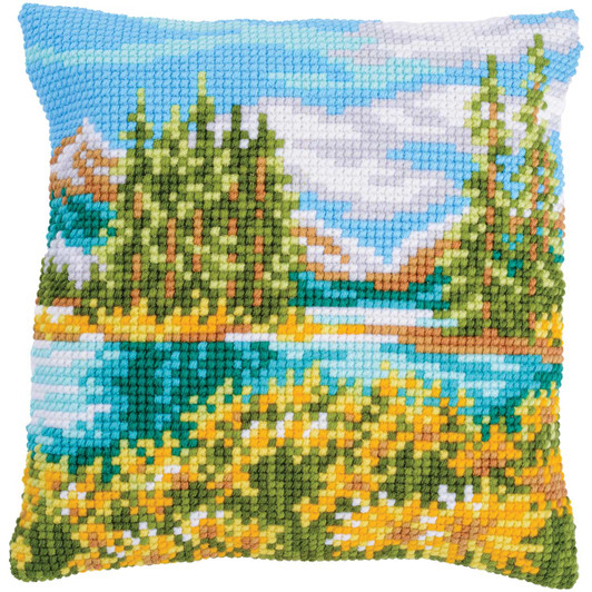 Vervaco Landscape with Lake Pillow Cover Needlepoint Kit Vervaco Landscape with Lake Pillow Cover Needlepoint Kit