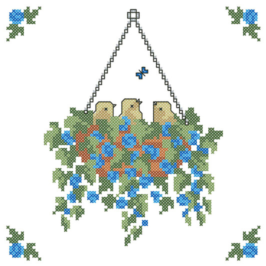 Herrschners Hanging Bird Basket Quilt Blocks Thread Kit