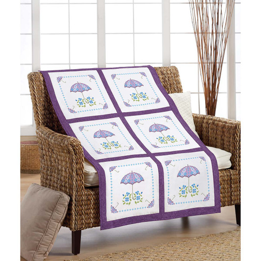 Herrschners Rainy Days Quilt Blocks Stamped Cross-Stitch