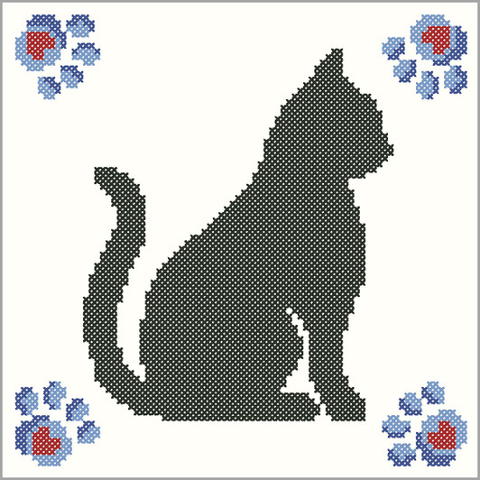 Herrschners Cat Silhouette Quilt Blocks Stamped Cross-Stitch
