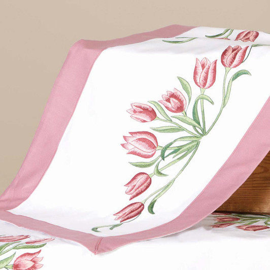 Herrschners Blooming Tulips Table Runner Stamped Embroidery Kit