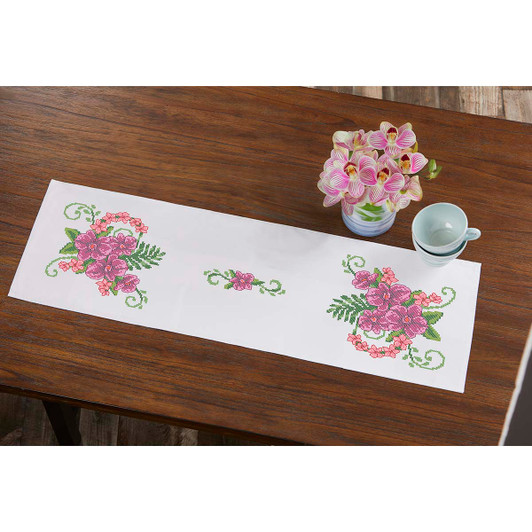 Herrschners Tropical Orchids Table Runner Thread Kit