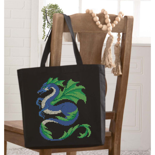 Herrschners Fantasy Dragon Tote Bag Stamped Cross-Stitch Kit Herrschners Fantasy Dragon Tote Bag Stamped Cross-Stitch Kit