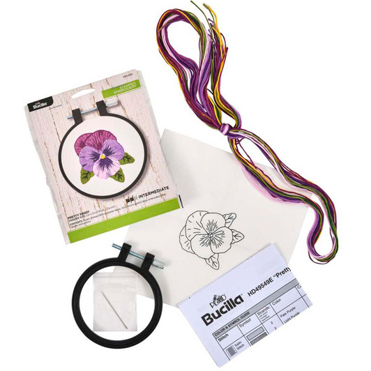 Bucilla Pretty Pansy Stamped Embroidery Kit