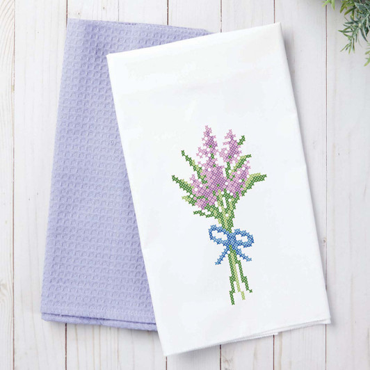 Herrschners Lovely Lavender Coordinating Towel Pair Stamped Cross-Stitch Herrschners Lovely Lavender Coordinating Towel Pair Stamped Cross-Stitch