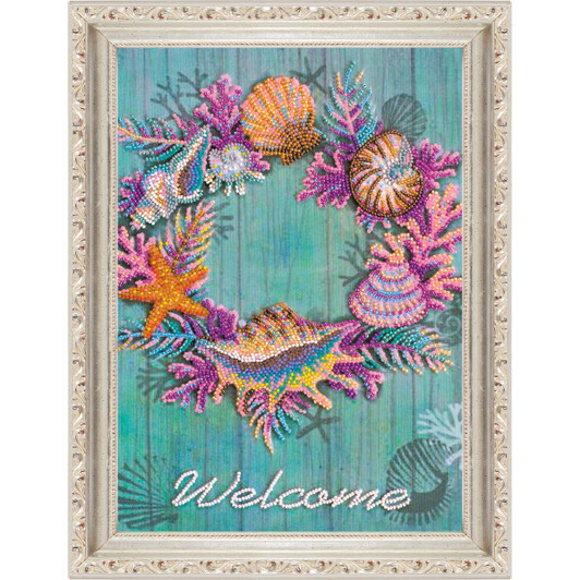 Abris Art Wreath of Shells Beaded Embroidery Kit & Frame Stamped Embroidery Abris Art Wreath of Shells Beaded Embroidery Kit & Frame Stamped Embroidery