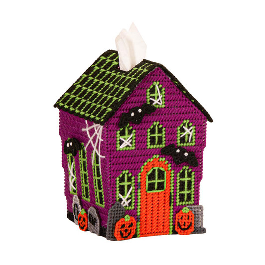 Herrschners Haunted House Tissue Box - October Plastic Canvas Kit Herrschners Haunted House Tissue Box - October Plastic Canvas Kit
