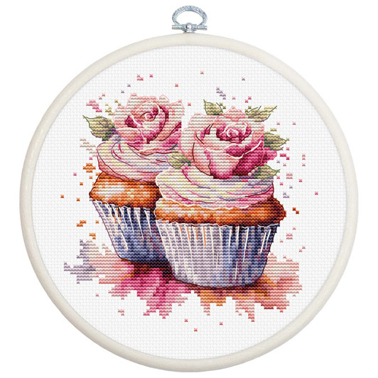 Luca-S The Cupcakes Hoop Counted Cross-Stitch Kit Luca-S The Cupcakes Hoop Counted Cross-Stitch Kit
