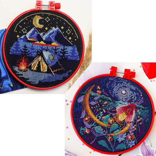 Abris Art Fireflies & Around the Campfire Hoops Set Counted Cross-Stitch