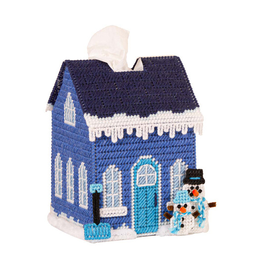 Herrschners Snowy Manor Tissue Box - January Plastic Canvas Kit