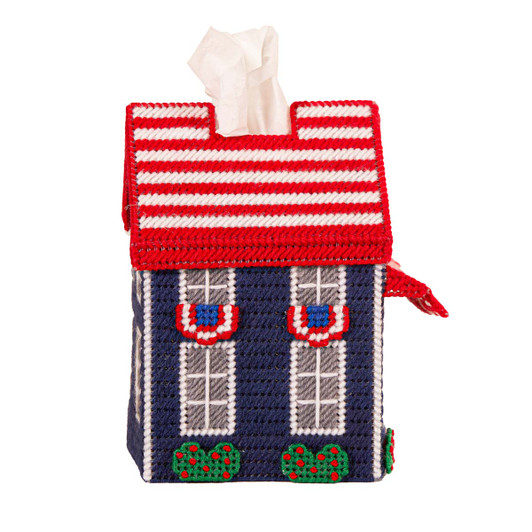 Herrschners Patriotic Manor Tissue Box - July Plastic Canvas Kit
