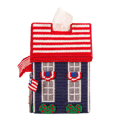 Herrschners Patriotic Manor Tissue Box - July Plastic Canvas Kit