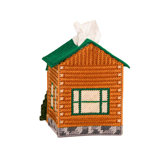 Herrschners North Woods Cabin Tissue Box - August Plastic Canvas Kit Herrschners North Woods Cabin Tissue Box - August Plastic Canvas Kit