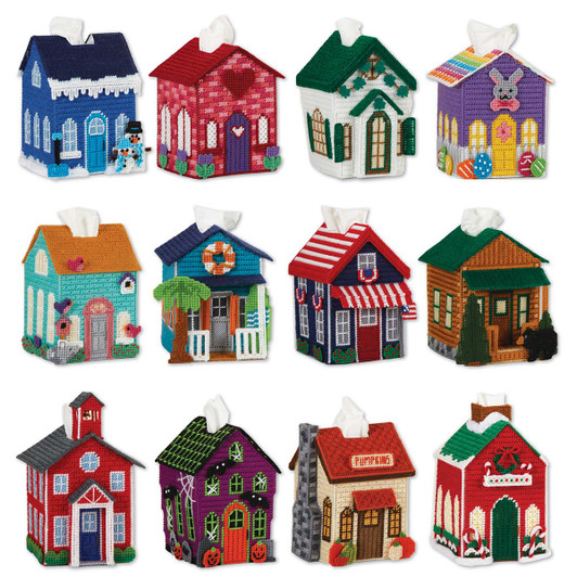 Herrschners Twelve Month Tissue Box Set Plastic Canvas