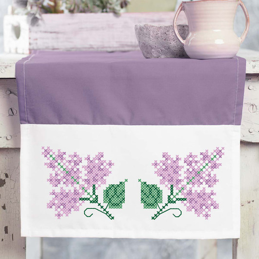 Herrschners Lilac Blooms Dresser Scarf Stamped Cross-Stitch Herrschners Lilac Blooms Dresser Scarf Stamped Cross-Stitch