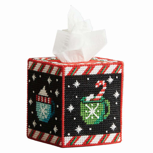 Herrschners Peppermint Cocoa Tissue Box Plastic Canvas Kit Herrschners Peppermint Cocoa Tissue Box Plastic Canvas Kit