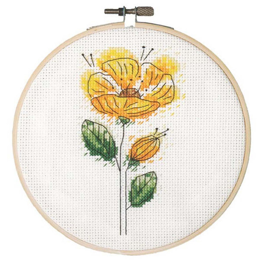 Leisure Arts Poppy Hoop Counted Cross-Stitch Kit