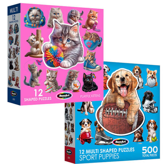 Rose Art Sports Puppies & Playful Kittens Mini Shaped Jigsaw Puzzle Rose Art Sports Puppies & Playful Kittens Mini Shaped Jigsaw Puzzle