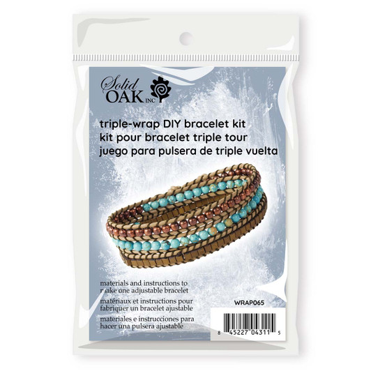 Solid Oak Turquoise Beaded Wrap Bracelet Beading Kit
