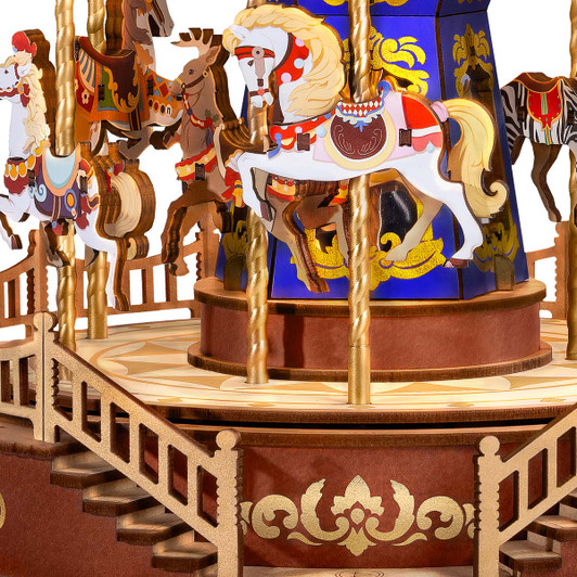 Robotime Classic Carousel Mechanical Music Box Model - Wood