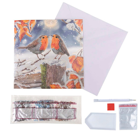 Crystal Art Kissing Robins Card Diamond Painting