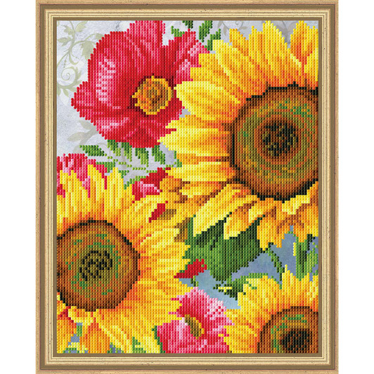 Diamond Dotz Poppies & Sunflowers Kit & Frame Diamond Painting