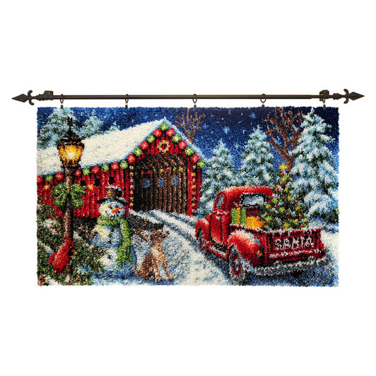Herrschners Christmas Covered Bridge Kit & Hanger Latch Hook Kit