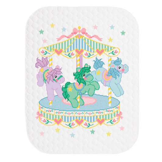 Baby by Herrschners Carousel Ponies Baby Quilt Stamped Cross-Stitch Kit Baby by Herrschners Carousel Ponies Baby Quilt Stamped Cross-Stitch Kit