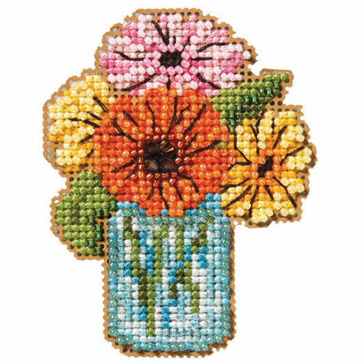 Wichelt Imports, Inc. Mason Jar Bouquet Counted Cross-Stitch Kit