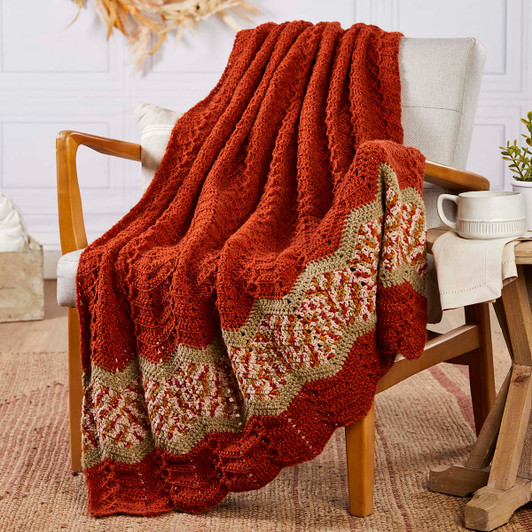 Herrschners Autumn Oak Ripple Afghan Crochet Kit