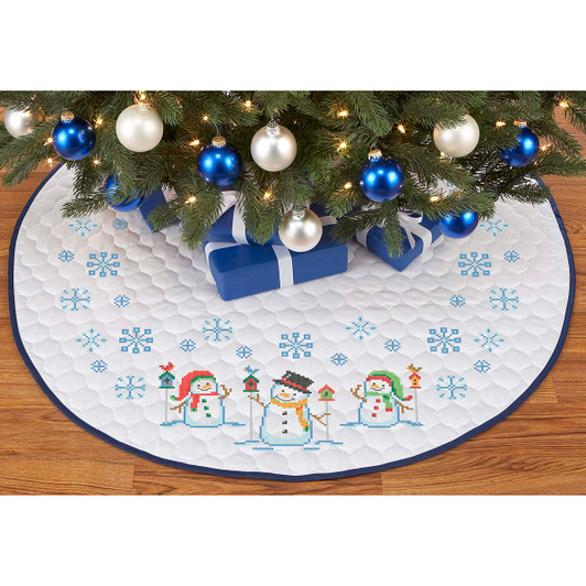 Herrschners Winter Snowmen Tree Skirt Stamped Cross-Stitch Kit Herrschners Winter Snowmen Tree Skirt Stamped Cross-Stitch Kit