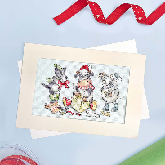 Bothy Threads Christmas Card - Wrap, Ribbon, Gift! Counted Cross-Stitch Kit