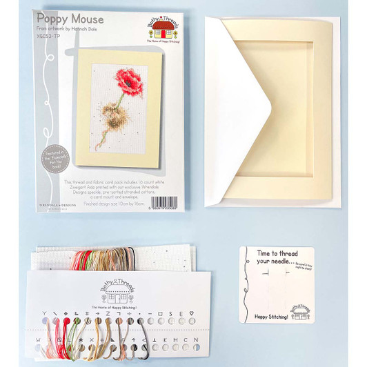 Bothy Threads Poppy Mouse Greeting Card Counted Cross-Stitch Kit