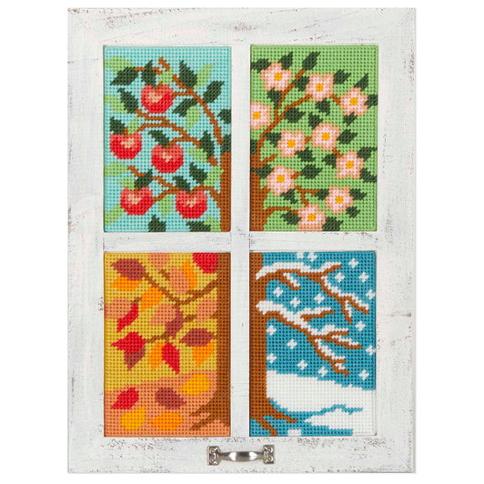 Herrschners Four Seasons Tree Window Frame Plastic Canvas Kit