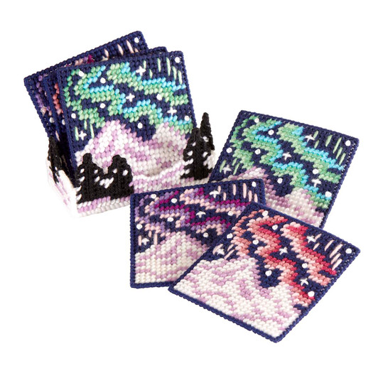 Herrschners Aurora Nights Coasters with Holder Plastic Canvas Kit