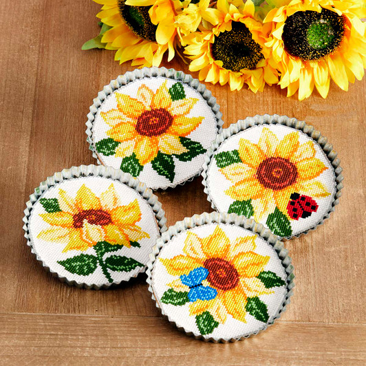 Herrschners Sunny Sunflower Coasters Counted Cross-Stitch Kit
