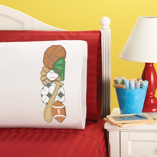 Herrschners Playing Around Kid's Pillowcase Stamped Cross-Stitch Kit