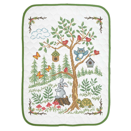 Baby by Herrschners Woodland Wonderland Baby Quilt Stamped Cross-Stitch Kit