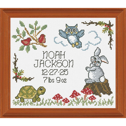 Baby by Herrschners Woodland Wonderland Birth Record Counted Cross-Stitch Kit
