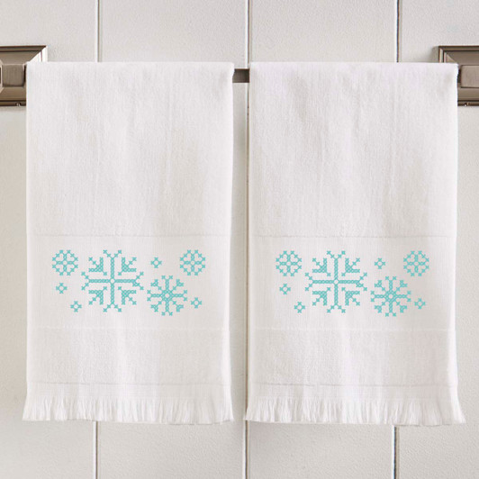 Herrschners Winter Flurries Terry Towel Pair Stamped Cross-Stitch