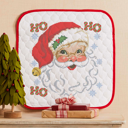 Herrschners Jolly Santa Wall Hanging Stamped Cross-Stitch Kit